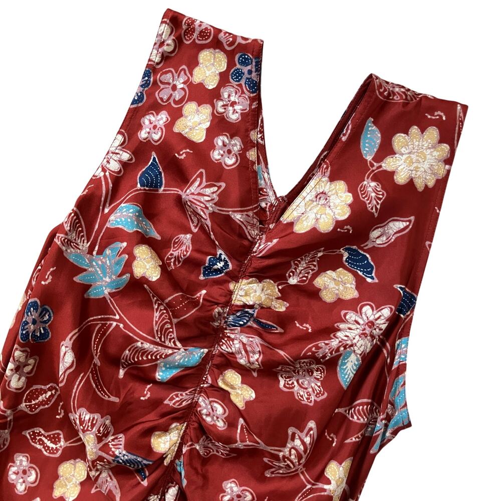 NEW Ulla Johnson Alma Asymmetric Ruched Silk Dress In Anemone Size 14 - Picture 4 of 10